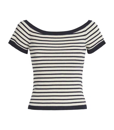 Maje Striped Off-the-shoulder Top In Blue