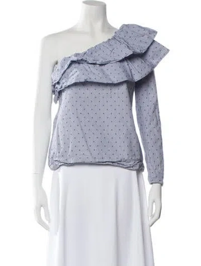 Pre-owned Maje Striped One-shoulder Top In Blue