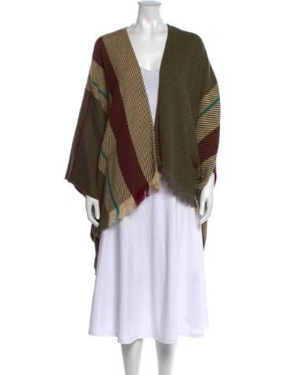 Pre-owned Maje Striped Open Front Sweater In Green
