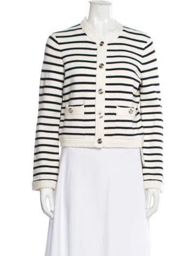 Pre-owned Maje Striped Open Front Sweater In Neutrals