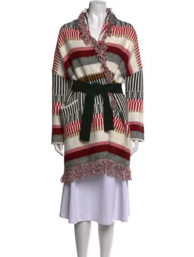 Pre-owned Maje Striped Open Front Sweater In Neutrals