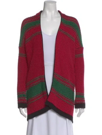 Pre-owned Maje Striped Open Front Sweater In Pink