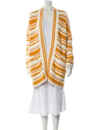 Pre-owned Maje Striped Open Front Sweater W/ Tags In Multi