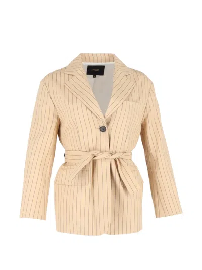 Pre-owned Maje Striped-pattern Blazer In Neutral