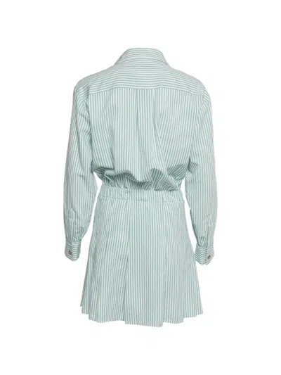 Pre-owned Maje Striped Pleated Mini Dress In Green