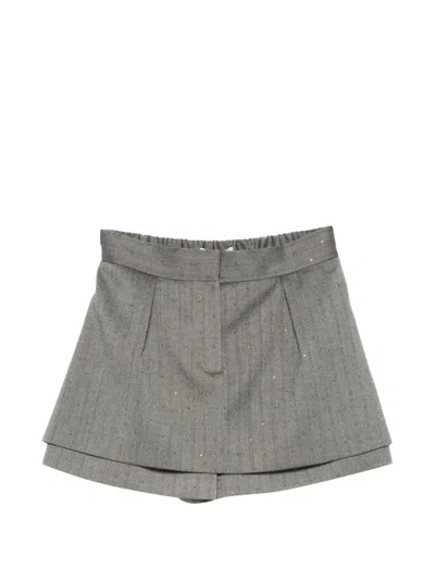 Maje Striped Pleated Shorts In Grey