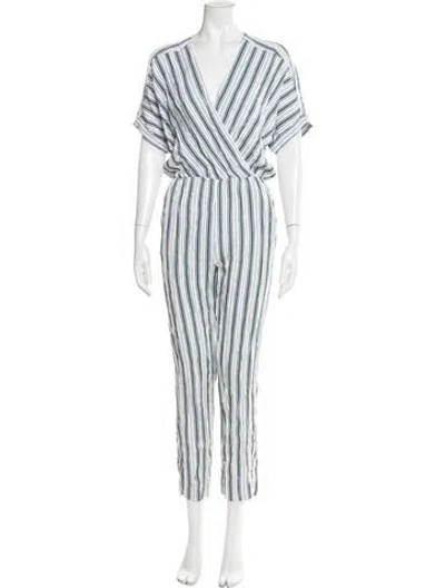Pre-owned Maje Striped Plunge Neckline Jumpsuit In Multi