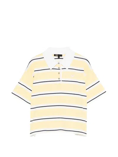 Maje Striped Polo Shirt In Yellow