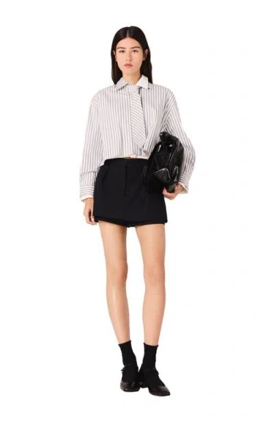 MAJE MAJE STRIPED RHINESTONE SHIRT WITH TIE