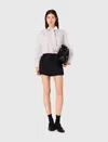 Maje Womens Ecru Stripes Rhinestone-embellished Tie-neck Stretch-cotton Shirt In Multi