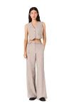 Maje Striped Rhinestone Suit Trousers In Neutral