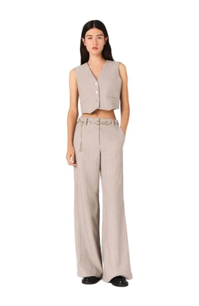 MAJE MAJE STRIPED RHINESTONE SUIT TROUSERS