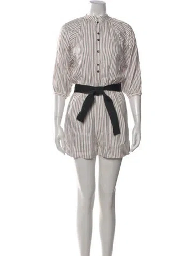 Pre-owned Maje Striped Romper In Red