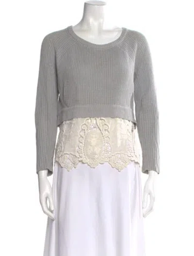 Pre-owned Maje Striped Scoop Neck Sweater In Gray