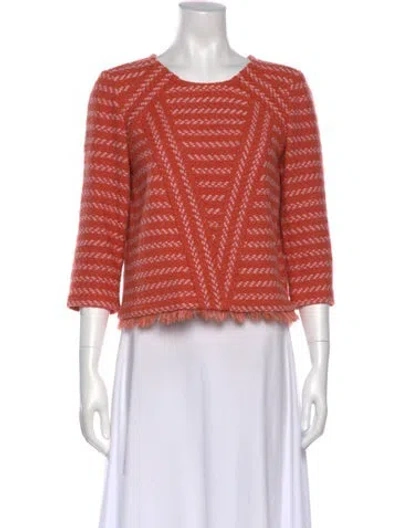 Pre-owned Maje Striped Scoop Neck Sweater In Orange