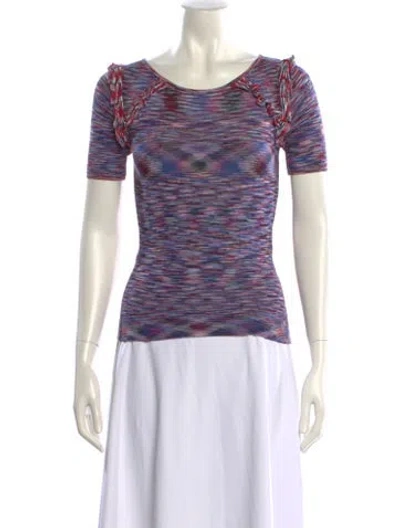 Pre-owned Maje Striped Scoop Neck Sweater In Purple