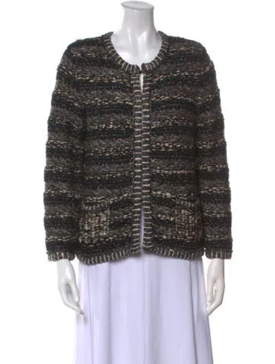 Pre-owned Maje Striped Scoop Neck Sweater W/ Tags In Gray