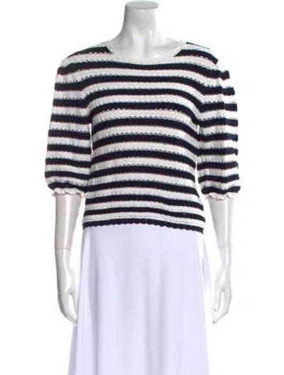 Pre-owned Maje Striped Scoop Neck Sweater In White
