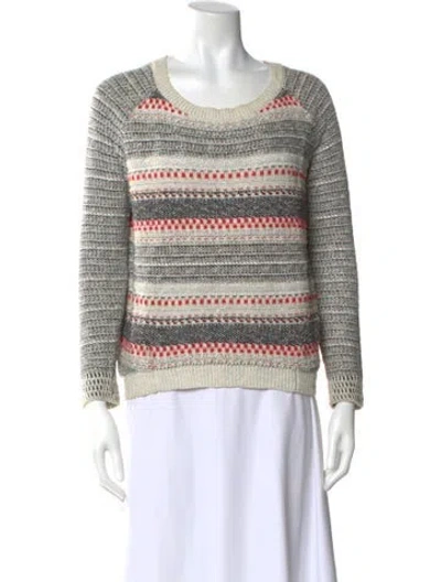 Pre-owned Maje Striped Scoop Neck Sweater In White