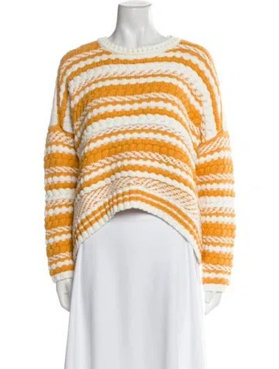 Pre-owned Maje Striped Scoop Neck Sweater In Yellow