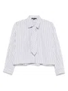 Maje Womens Ecru Stripes Rhinestone-embellished Tie-neck Stretch-cotton Shirt In Multi