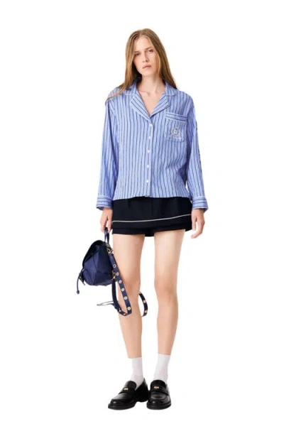 Maje Striped Shirt In Blue