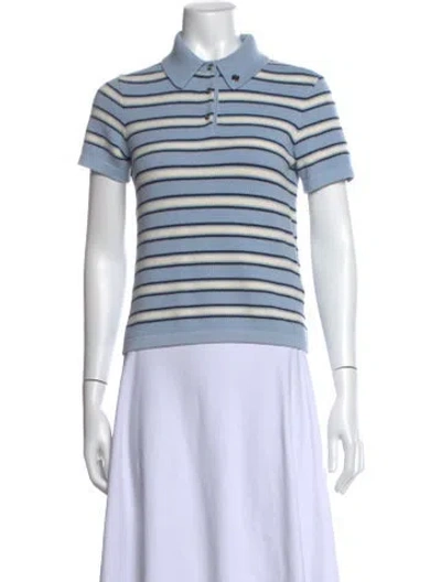 Pre-owned Maje Striped Short Sleeve Polo In Gray