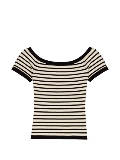 Maje Striped Short-sleeve T-shirt In Neutral