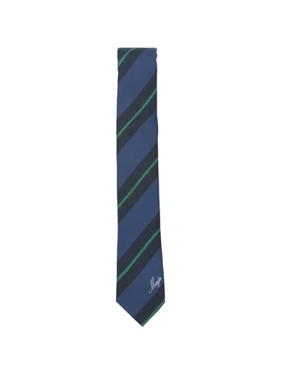 Maje Striped Silk Tie In Blue