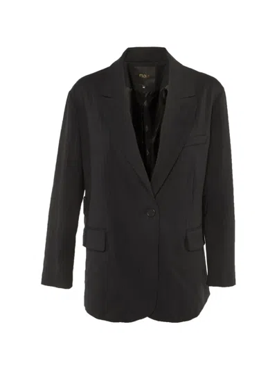 Pre-owned Maje Striped Single-breasted Blazer In Black