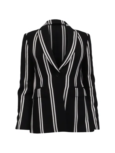 Pre-owned Maje Striped Single-breasted Jacket In Black