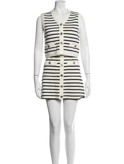 Pre-owned Maje Striped Skirt Set W/ Tags In White