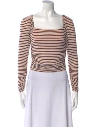 Pre-owned Maje Striped Square Neckline Crop Top In Pink