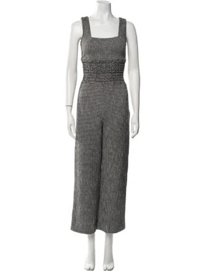 Pre-owned Maje Striped Square Neckline Jumpsuit In Black