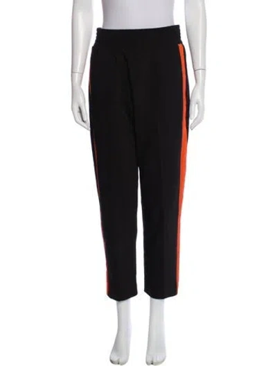 Pre-owned Maje Striped Straight Leg Pants In Black
