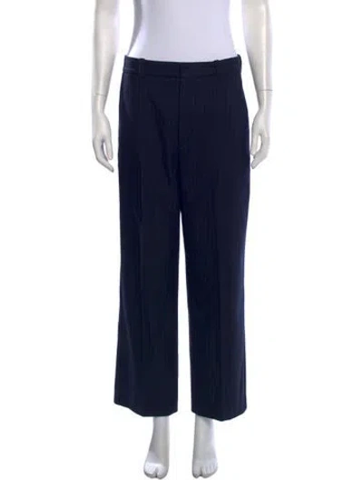 Pre-owned Maje Striped Straight Leg Pants In Blue