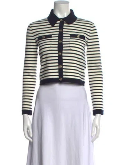 Pre-owned Maje Striped Sweater In White