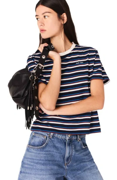 Maje Striped T-shirt In Blue
