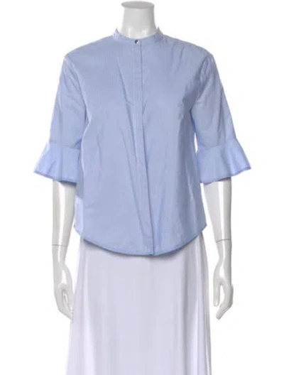 Pre-owned Maje Striped Three-quarter Sleeve Blouse In Blue