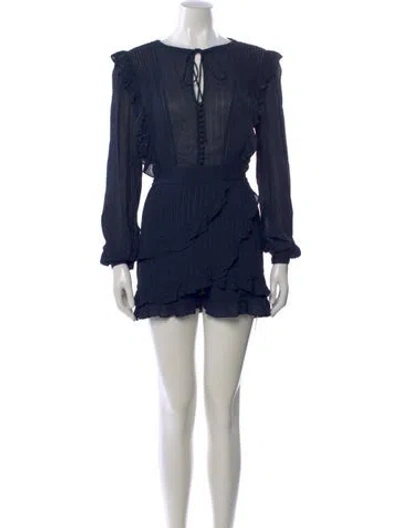Pre-owned Maje Striped Tie Neck Jumpsuit In Blue