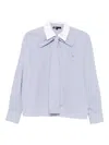 Maje Striped Tie-neck Shirt In Blue