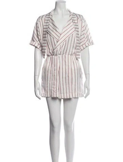 Pre-owned Maje Striped Tie Neck In White