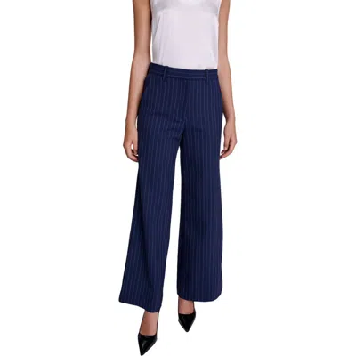 Maje Striped Trousers In Navy Tennis Stripe