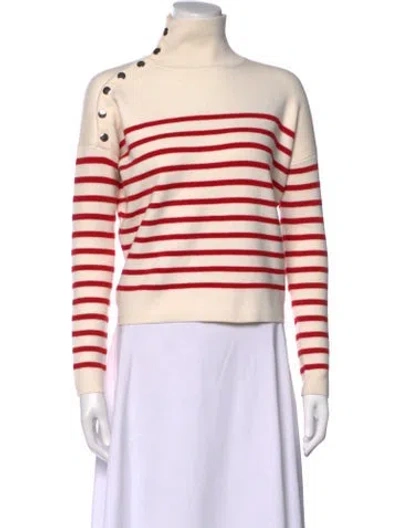 Pre-owned Maje Striped Turtleneck Sweater In Neutral