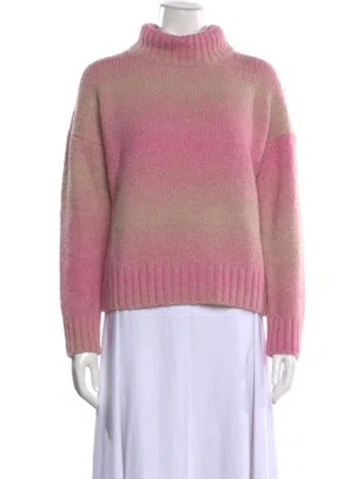 Pre-owned Maje Striped Turtleneck Sweater In Pink