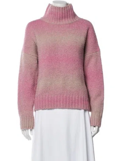 Pre-owned Maje Striped Turtleneck Sweater In Purple