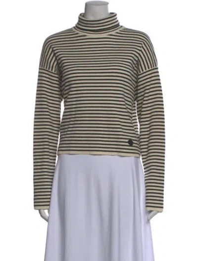 Pre-owned Maje Striped Turtleneck Top In White