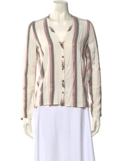 Pre-owned Maje Striped V-neck Blouse In Pink