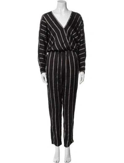 Pre-owned Maje Striped V-neck Jumpsuit In Multi