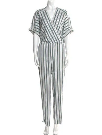 Pre-owned Maje Striped V-neck Jumpsuit In Multi